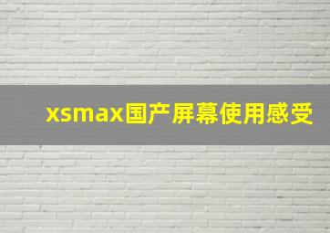 xsmax国产屏幕使用感受