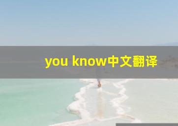 you know中文翻译