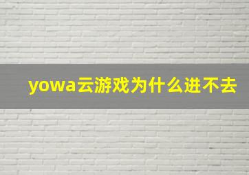 yowa云游戏为什么进不去