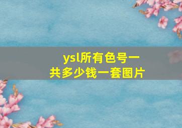 ysl所有色号一共多少钱一套图片