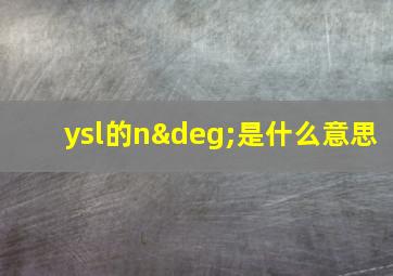 ysl的n°是什么意思